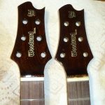 Custom guitar headstock waterslide decals.