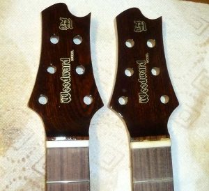 Custom guitar headstock waterslide decals.