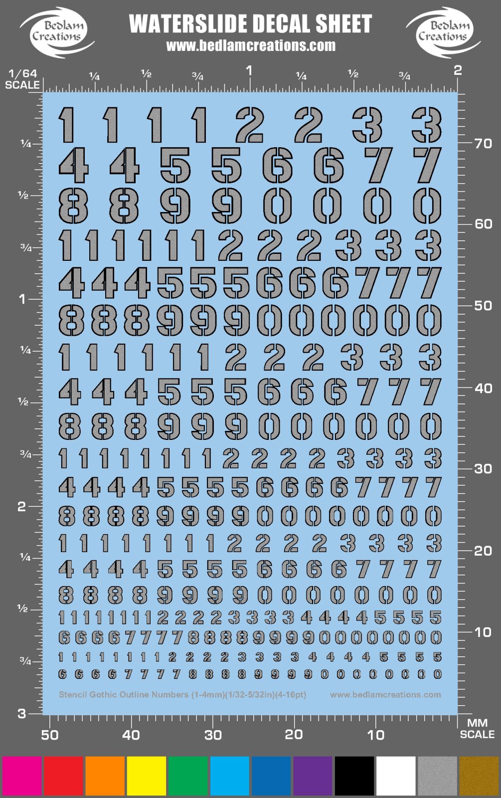 Super Detail Up Arial narrow Font Numbers Model Kit Water Slide Decal Black 