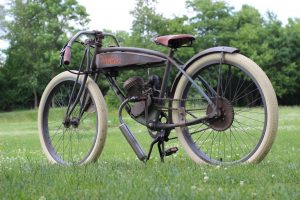 Vintage motor bicycle restoration with custom bicycle frame waterslide decals.