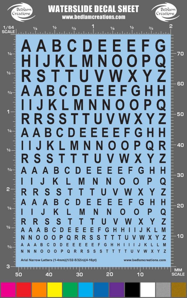 Letter Waterslide Decals Bedlam Creations