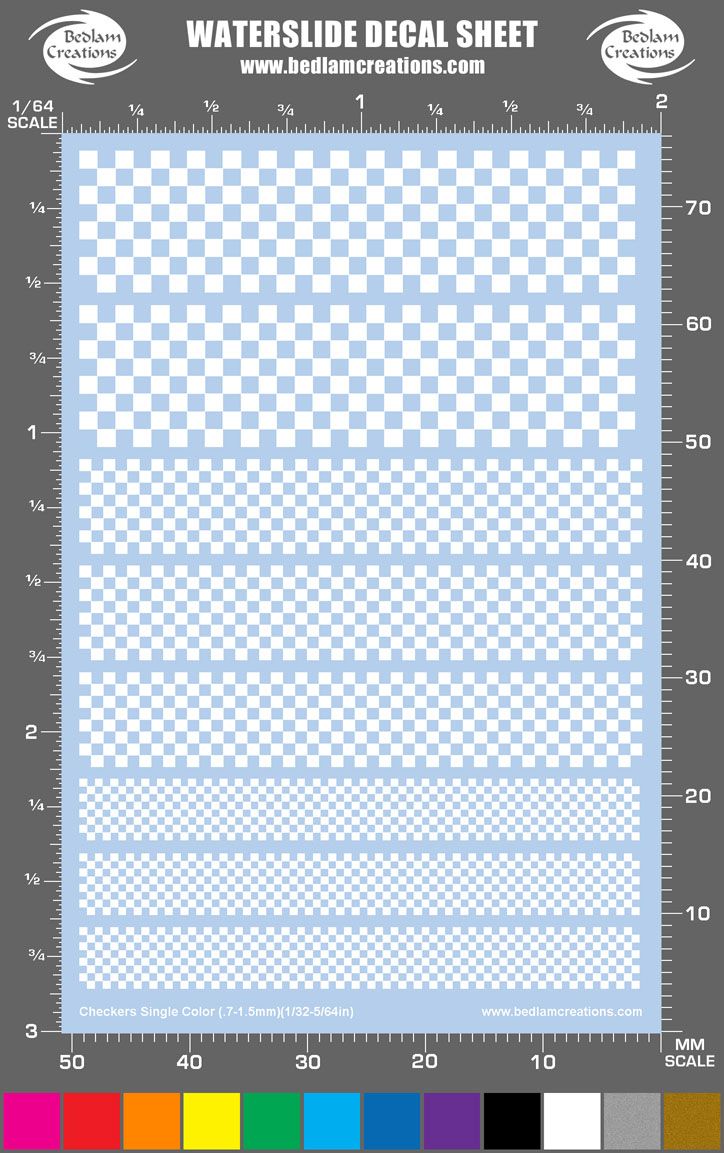 Waterslide Decals Miniature Checkers 2"x3" Sheet 